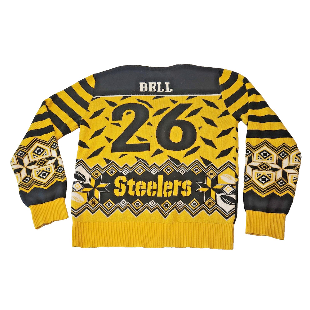 Le'Veon Bell Pittsburgh Steelers NFL Team Apparel Ugly Christmas Sweater Men's L
